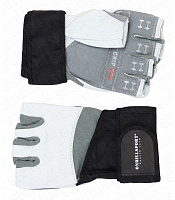 Перчатки для фитнеса с фиксатором мужские кожа белые Q10  NMC-1019 (XL)